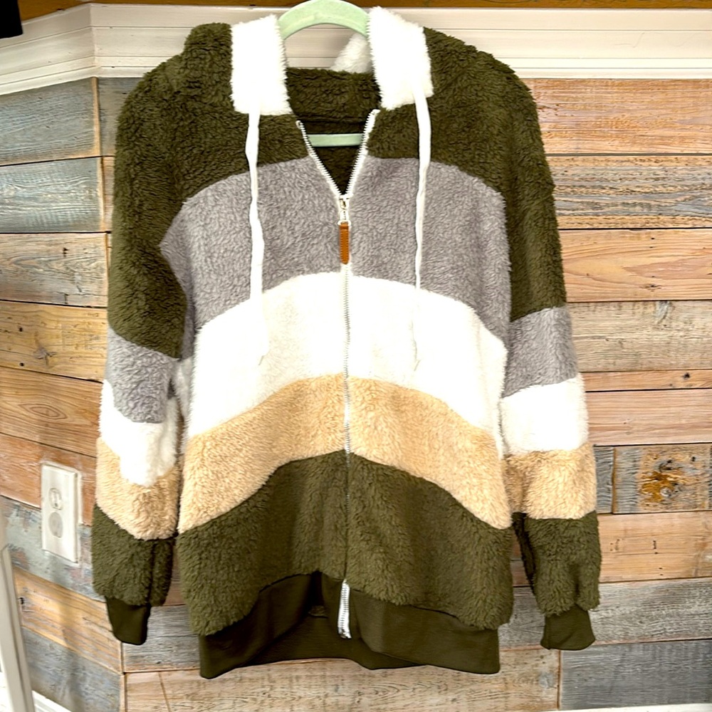 Brand New and never used soft Hooded zip-up jacket with pockets